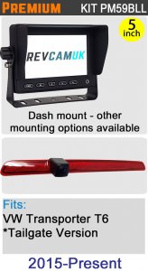 PM59BLL : Brake Light Reversing Camera Kit with 5" Hi-Res Dash Monitor for VW Transporter T6 Tailgate version