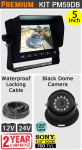 PM59DB - Kit with 5" dash monitor + cable + Sony CCD black dome reversing camera