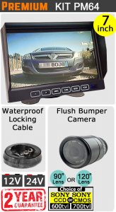 7" Slimline Monitor + Sony (CCD or CMOS) Flush Bumper Reversing Camera Kit | PM64