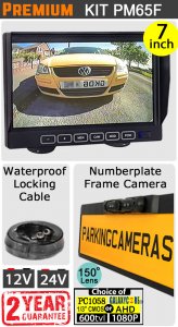 7" Slimline Monitor and Number Plate Frame Reversing Camera Kit | PM65F