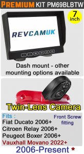 PM69BLBTW: Twin Lens Brake Light Reversing / Rear view Camera Kit with 7" Dash Monitor for Ducato/Relay/Boxer/Movano (Screw from front version)