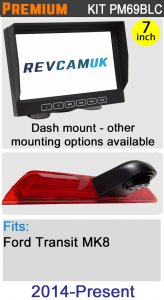 PM69BLC: Brake Light Reversing Camera Kit with 7" Hi-Res Dash Monitor for Ford Transit 2014 - Present