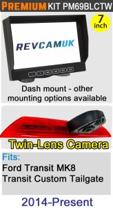 PM69BLCTW: Twin Lens Brake Light Reversing / Rear view Camera Kit with 7" Hi-Res Dash Monitor for Ford Transit 2014 - Present