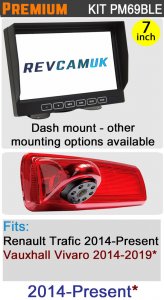 PM69BLE: 700TVL Brake Light Reversing Camera Kit with 7" Hi-Res Dash Monitor for Vivaro 2014-2019 and Trafic 2014-Present