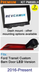PM69BLH: Brake Light Reversing Camera Kit with 7" Hi-Res Dash Monitor for Ford Transit custom 05/2016-Present (LED Version)