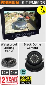 PM69DB - Kit with 7" dash monitor + cable + Sony CCD black dome reversing camera