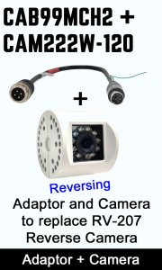 RV207 compatible adaptor + reversing camera bundle | CAB99MCh2+CAM222W-120
