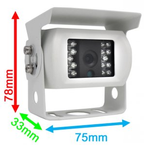 PM81W - Kit with 7" heavy-duty dash monitor + cable + white Sony CCD bracket reversing camera